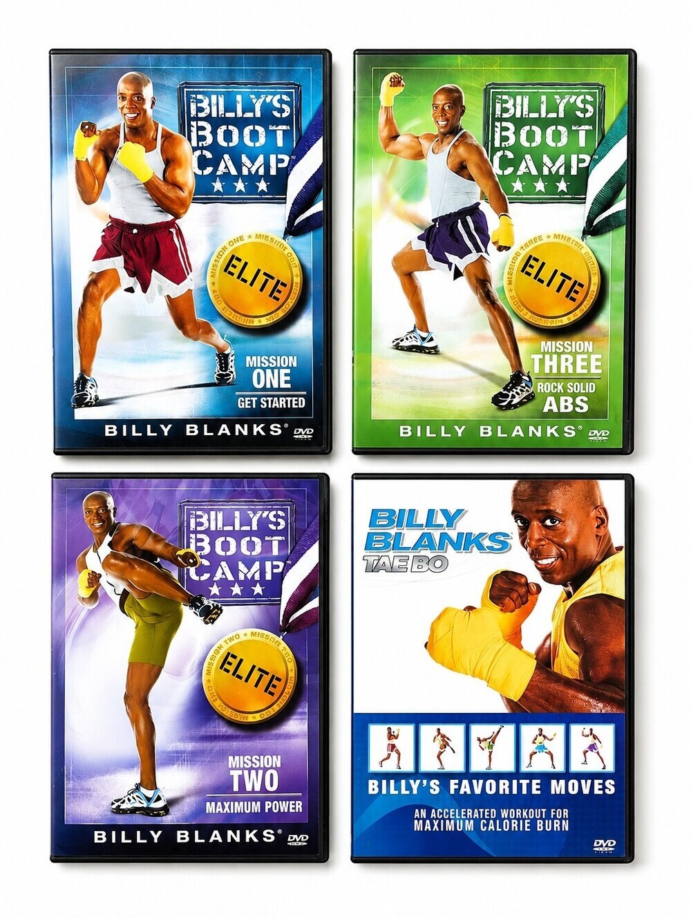 Billy Blanks DVD Lot Of 4 Tae Bo Style Exercise Workout -Boot Camp Martial Arts